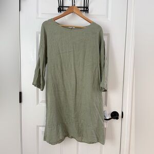 Rosemarine 100% linen sage green tunic dress